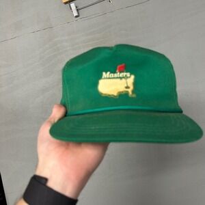 Vintage Masters Tournament Green Rope Hat Derby Cap Leather Strap Made in USA